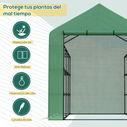 Outsunny Invernadero Pequeño Con Estantes De 4 Niveles 244x180x210 Cm Verde_3