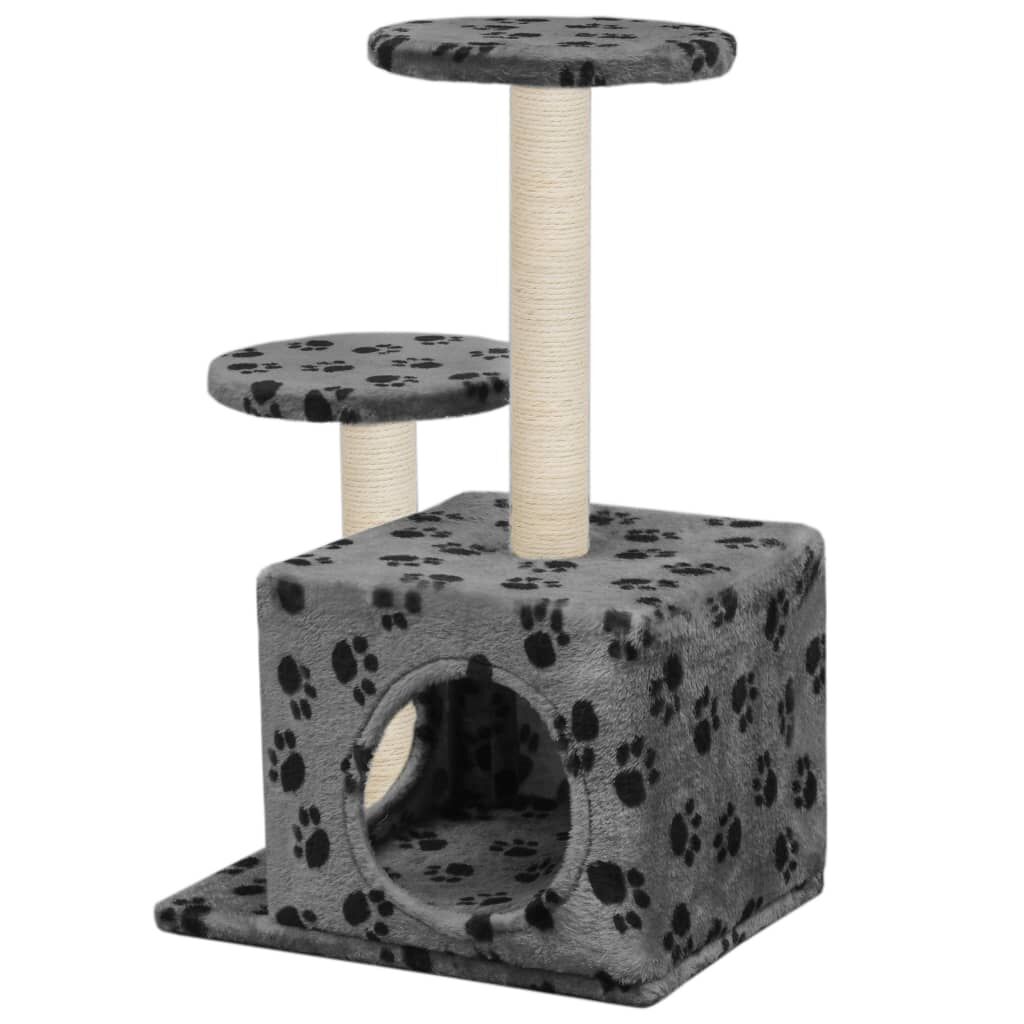 Vidaxl Rascador Para Gatos Con Poste De Sisal 60 Cm Huellas Gris_2
