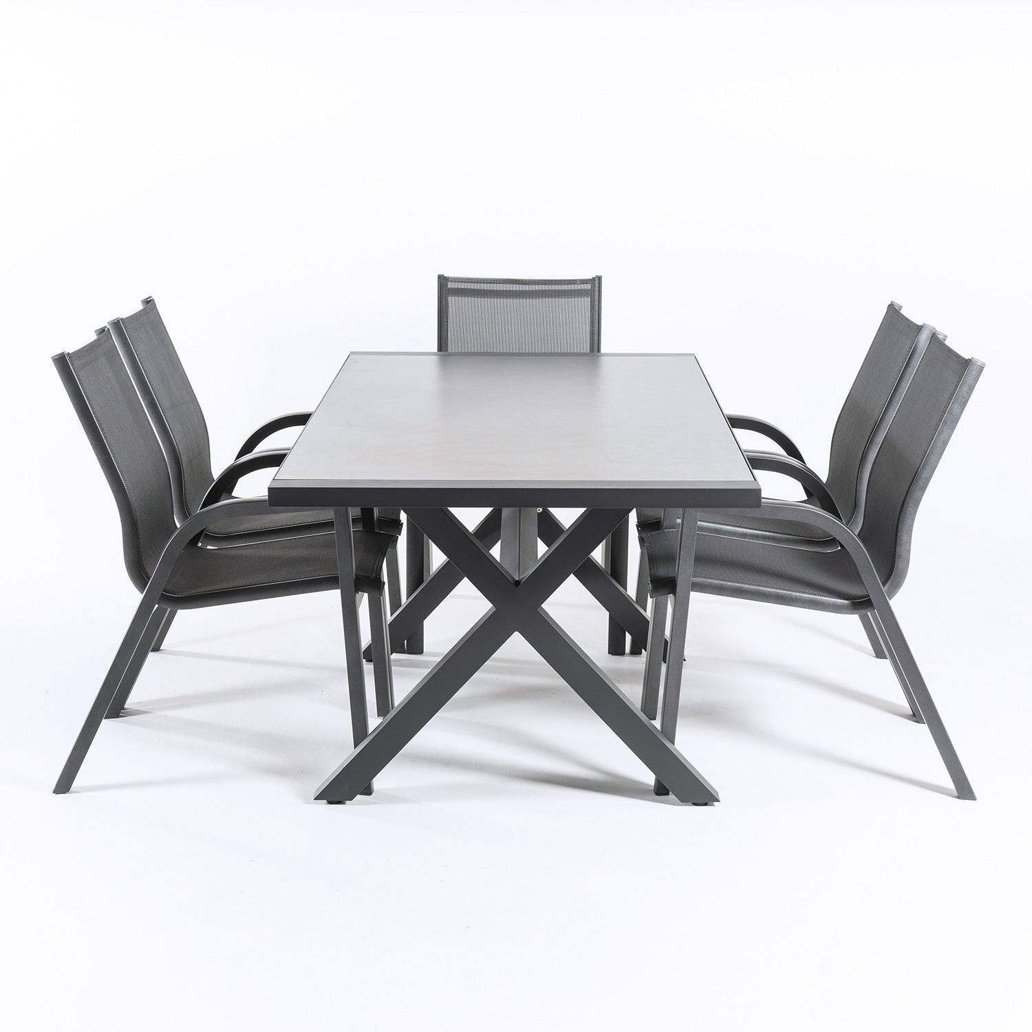 Conjunto Para Jardín De Mesa De 180cm X 90 Cm Y 6 Sillones Apilables De Color Gris_3