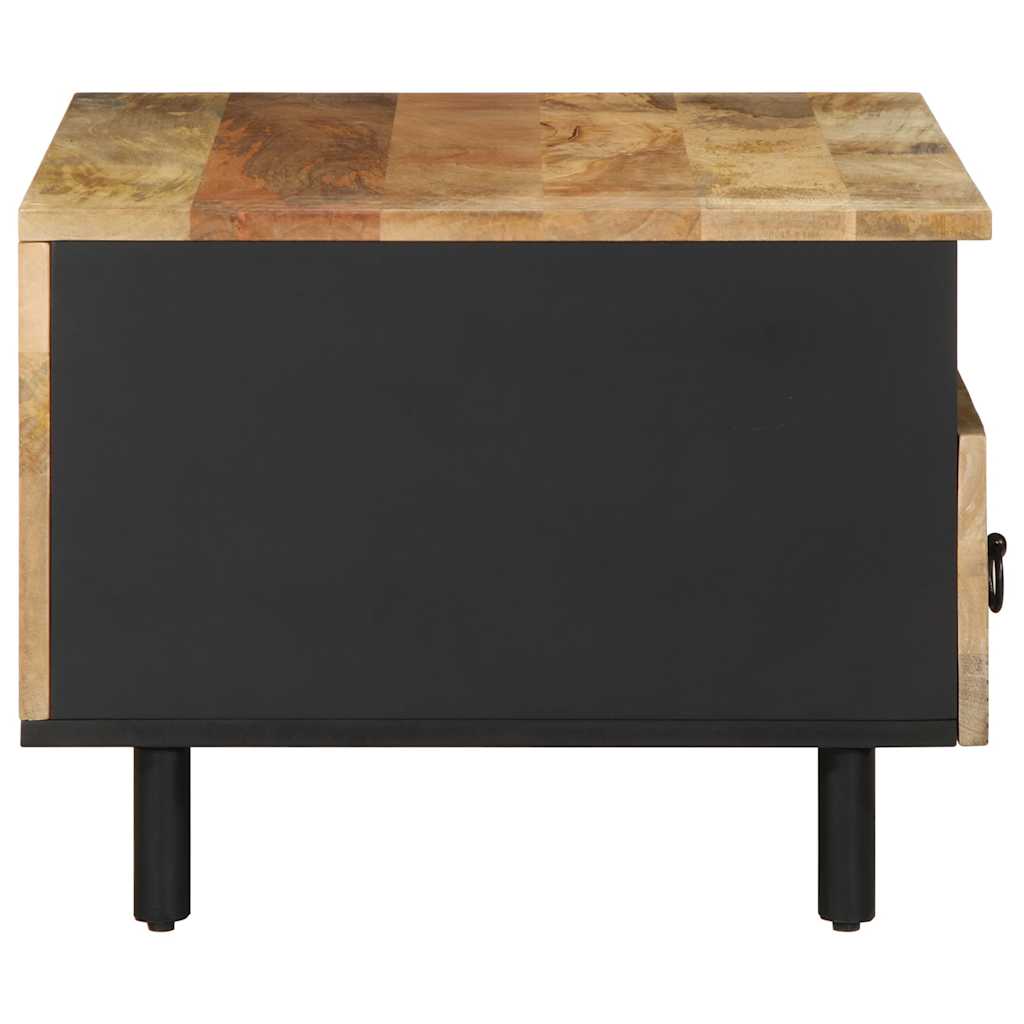 Mesa De Centro Madera Maciza De Mango Rugosa Negro 80x54x40 Cm_2