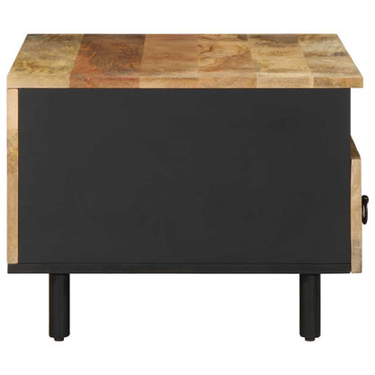Mesa De Centro Madera Maciza De Mango Rugosa Negro 80x54x40 Cm_2
