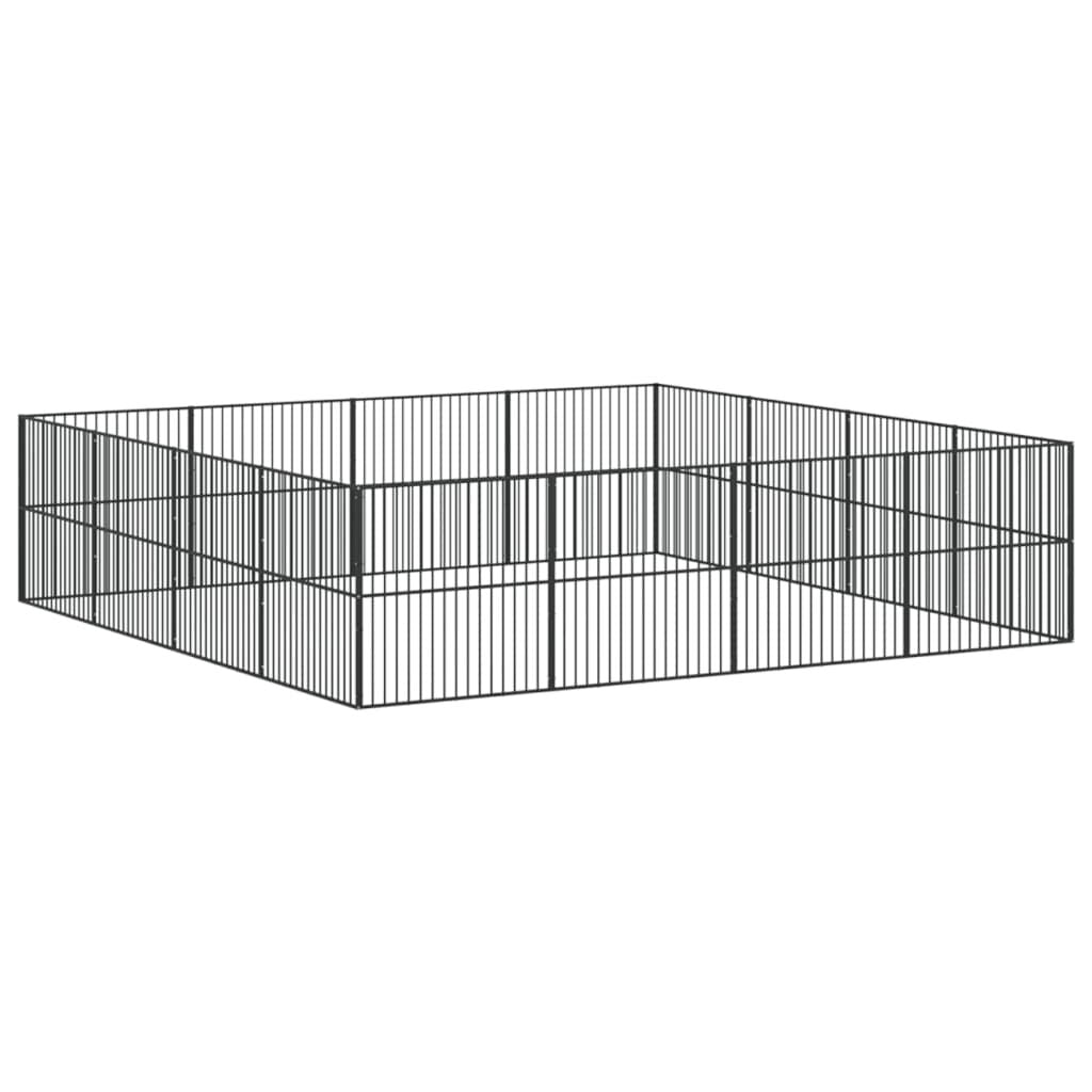 Vidaxl Corralito Para Perros Con 16 Paneles Acero Galvanizado Negro_0