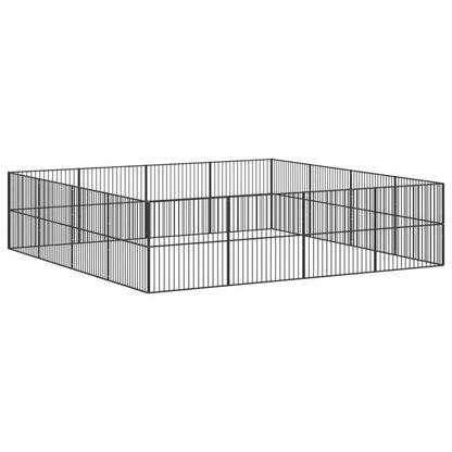 Vidaxl Corralito Para Perros Con 16 Paneles Acero Galvanizado Negro_0