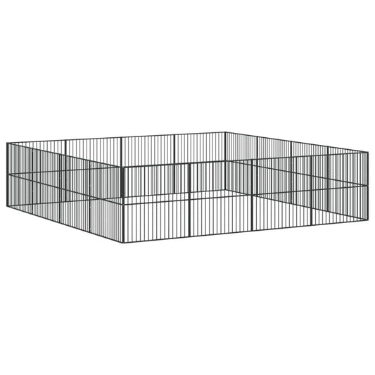 Vidaxl Corralito Para Perros Con 16 Paneles Acero Galvanizado Negro_0