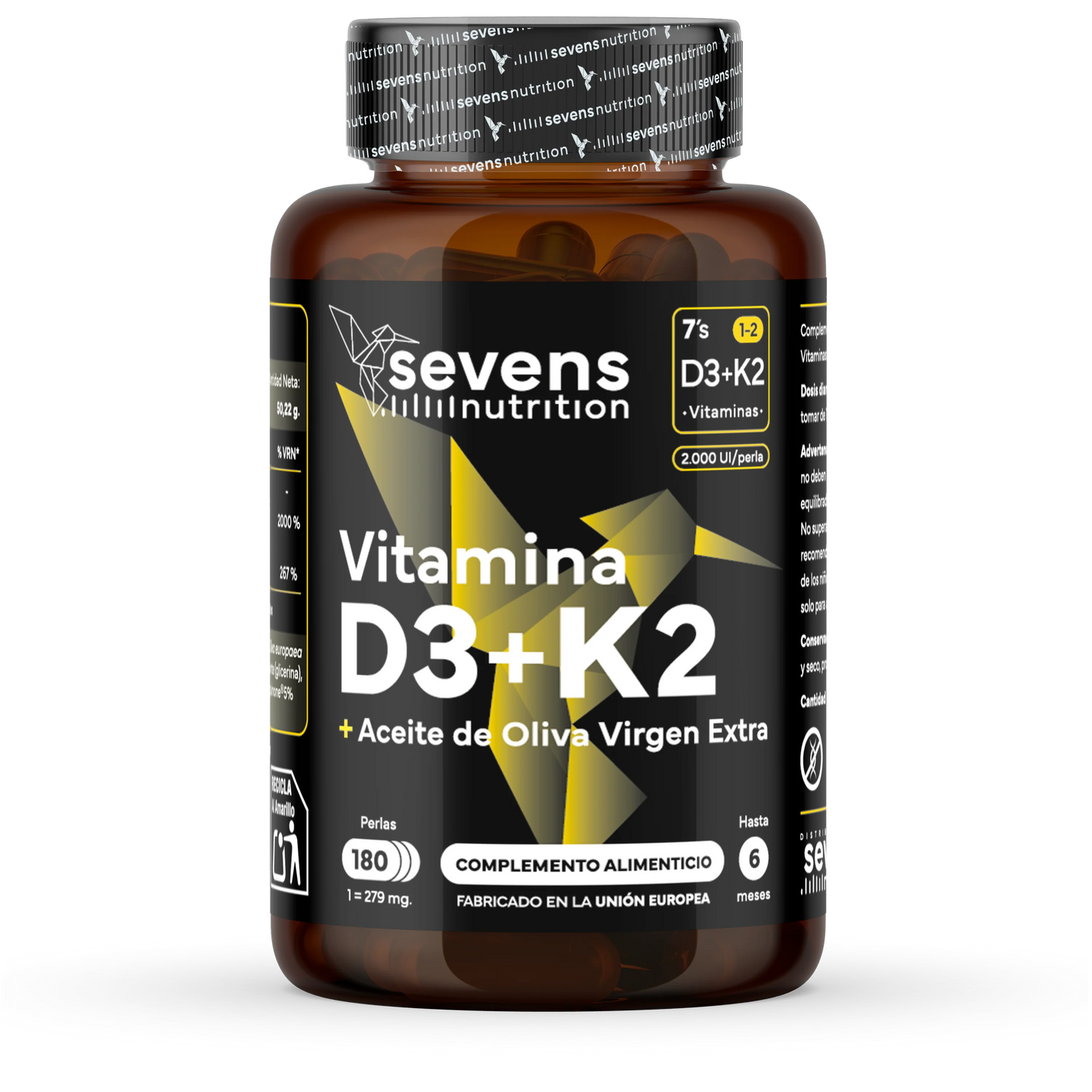 Vitamina D3 + K2 Sevens Nutrition. Salud Ósea.