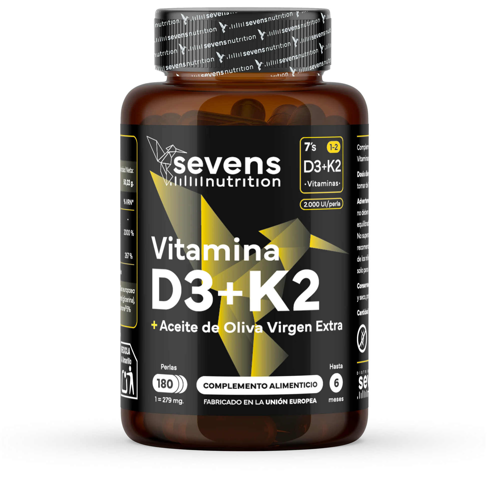 Vitamina D3 + K2 Sevens Nutrition. Salud Ósea.