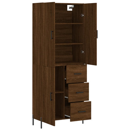 Aparador Alto Madera Contrachapada Marrón Roble 69,5x34x180 Cm_3
