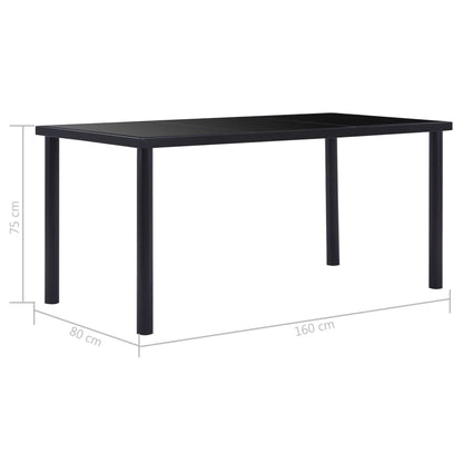 Mesa De Comedor De Vidrio Templado Negro 160x80x75 Cm_3