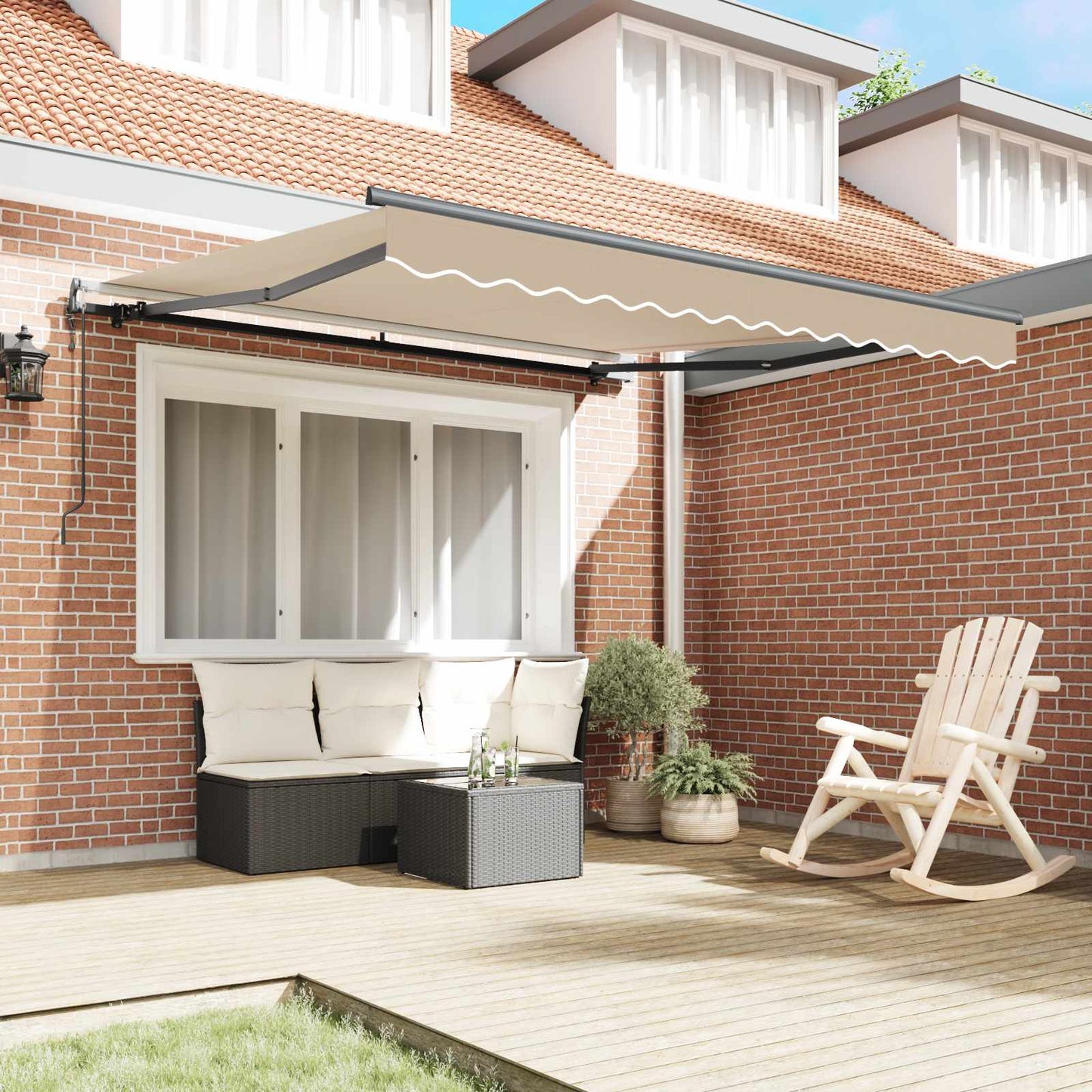 Toldo Retráctil Beige 300 X 250 Cm Tela Y Aluminio_2