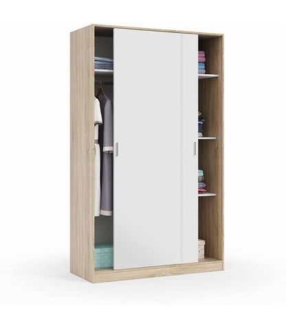 Armario Ropero Puertas Correderas Plus Noon Acabado Roble Combinado Con Blanco 200 Cm(alto_0