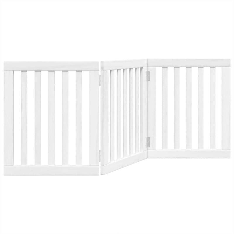 Vidaxl Puerta Para Perros Plegable 3 Paneles Madera Álamo Blanca 150cm_5