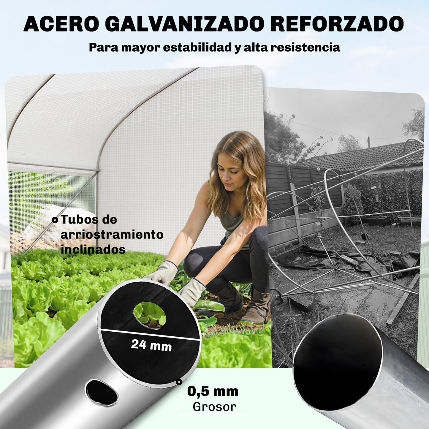 Outsunny Invernadero De Exterior 6x3x2 M Con Cubierta De Pe Anti-uv Blanco_5
