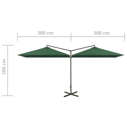 Vidaxl Sombrilla Doble De Jardín Con Palo De Acero Verde 600x300 Cm_2
