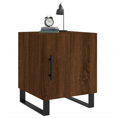 Mesita De Noche Madera De Ingeniería Marrón Roble 40x40x50 Cm_2