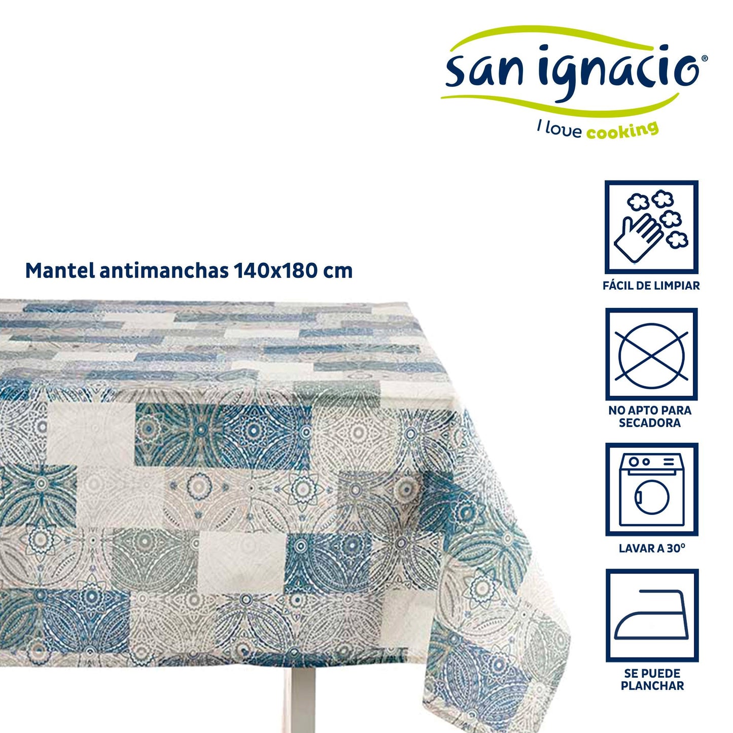 Mantel Loneta Antimanchas 140x180cm Azul Colección Kinvara_1