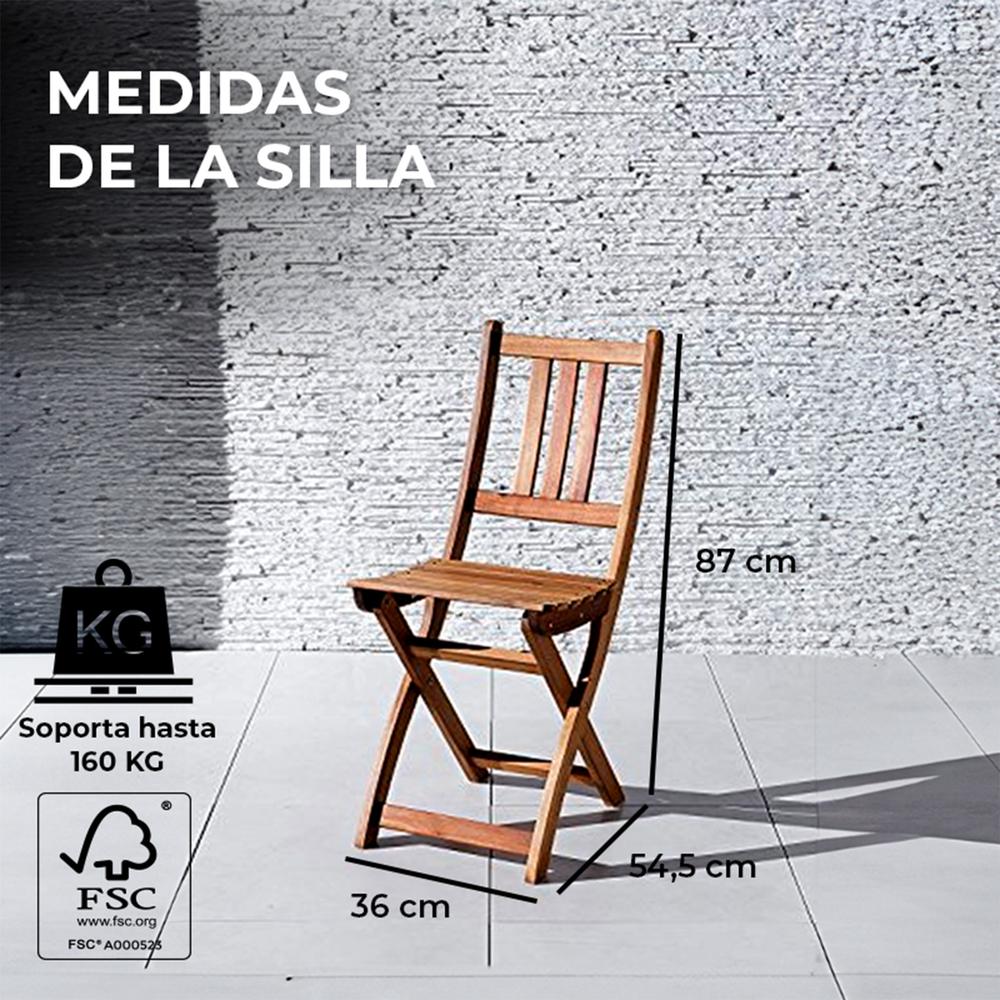 Yoevu -set De Madera De Acacia 3 Piezas, 1 Mesa Y 2 Sillas Plegables, Conjunto De Jardín Compacto Y Duradero, Ideal Para Terrazas, Balcones Y Patio_2