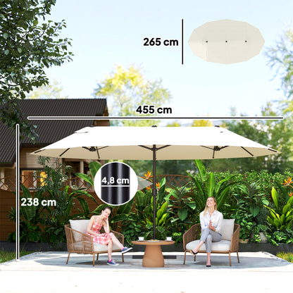 Outsunny Sombrilla Doble 4,6x2,7 M Con Manivela Resistente Al Agua Crema_2