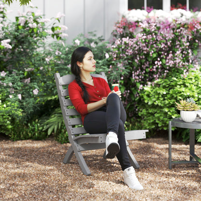 Outsunny Silla De Jardín De Madera Con Diseño Listones Y Respaldo Inclinado Gris_1