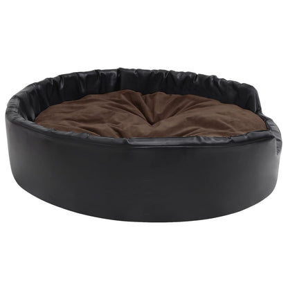 Vidaxl Cama De Perros Felpa Y Cuero Sintético Negro Marrón 99x89x21 Cm_3