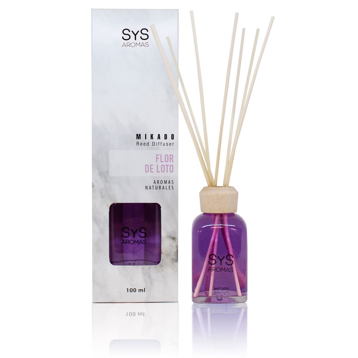 Ambientador Mikado Flor de Loto Mármol SYS Aromas 100 ml | Aroma Floral y Oriental | Calmante_0