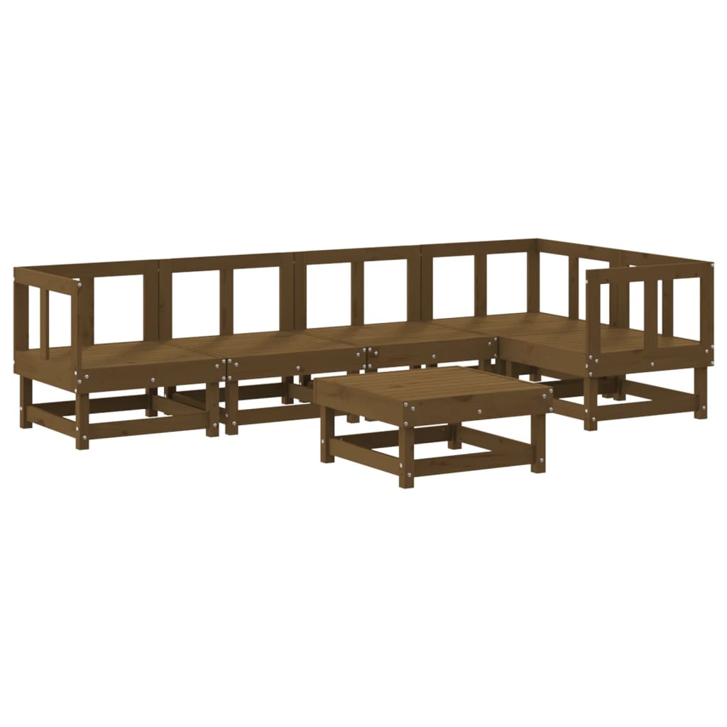 Vidaxl Juego Muebles De Jardín 6 Piezas Madera Maciza Pino Marrón Miel_0