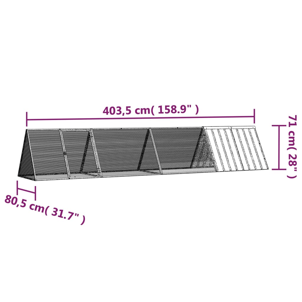 Jaula Para Conejos Acero Galvanizado Gris 403,5x80,5x71 Cm_5