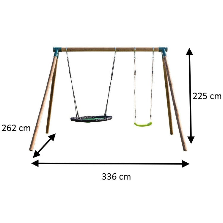 Columpio Doble De Madera Redonda Masgames Doble Plus Xl.