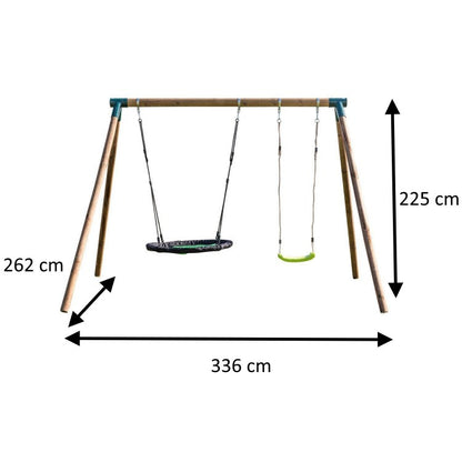 Columpio Doble De Madera Redonda Masgames Doble Plus Xl._2