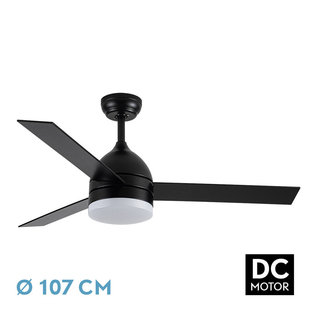 Ventilador Dc Legio 26w Negro 3aspas Negro/roble 107d 2950lm 3000-4000-6000k Remoto+memoria+temporizador_0