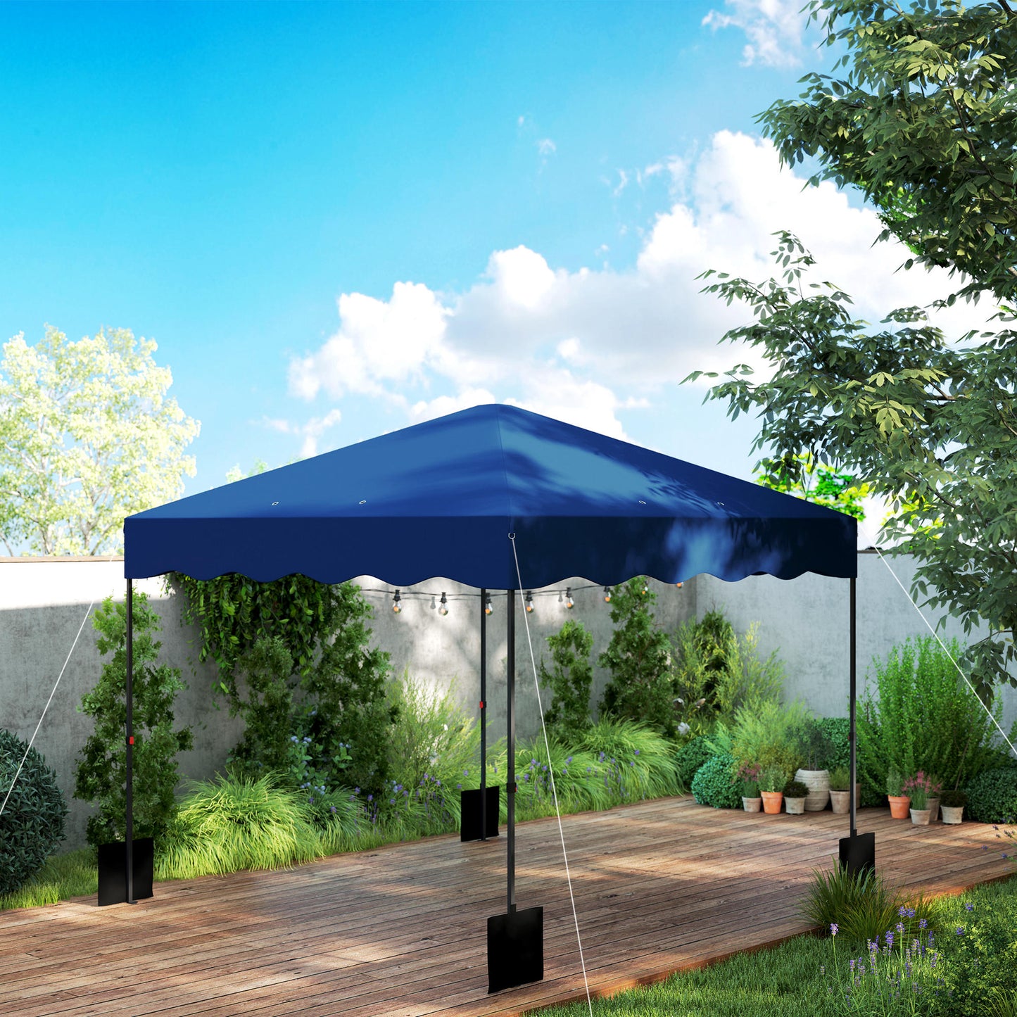 Outsunny Carpa Plegable Pop-up Gazebo 3x3 M Con Protección Uv 50+ Azul Oscuro_1