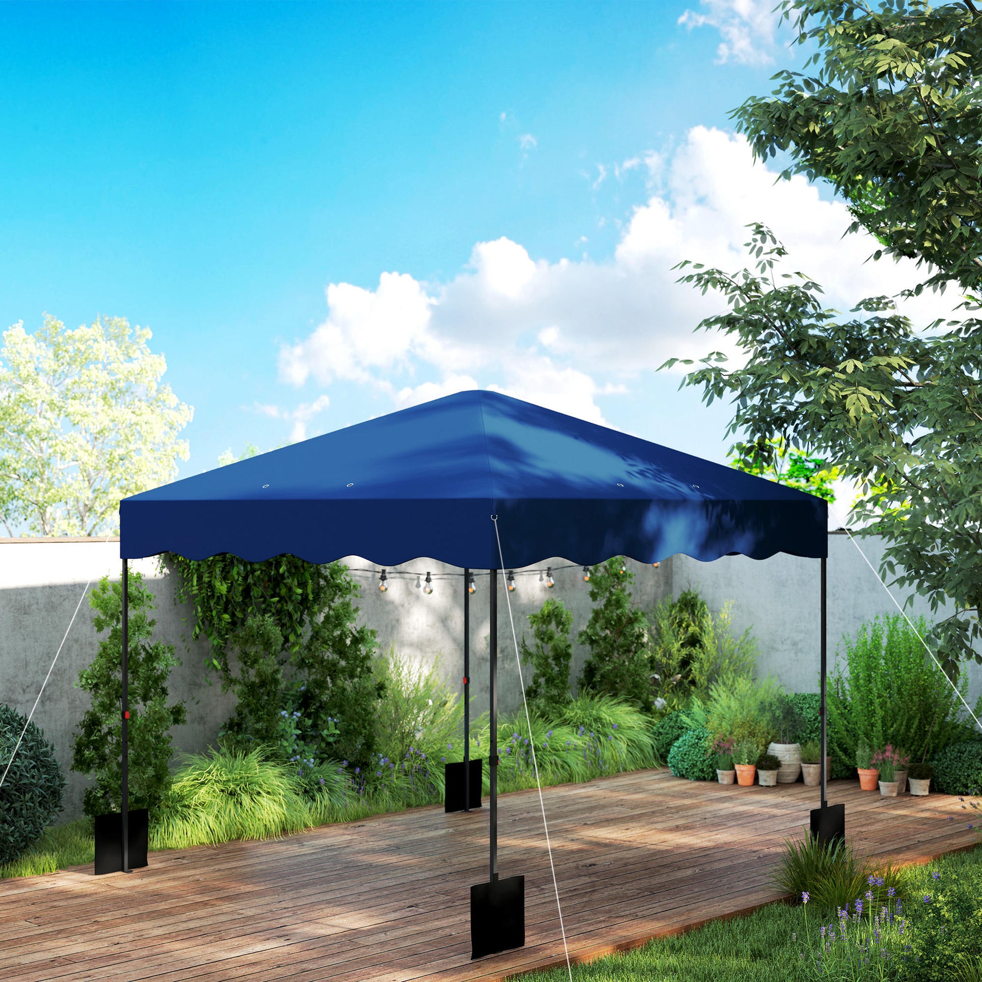 Outsunny Carpa Plegable Pop-up Gazebo 3x3 M Con Protección Uv 50+ Azul Oscuro_1