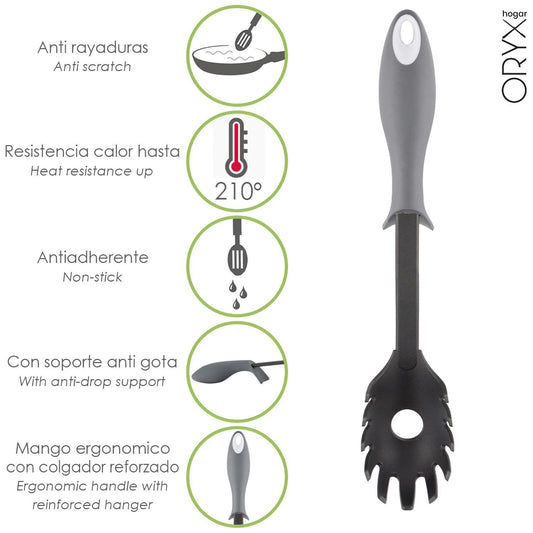 Servidor Espaguetis Nylon Con Mango Antigotas Engomado 31,5 X 6 Cm._0