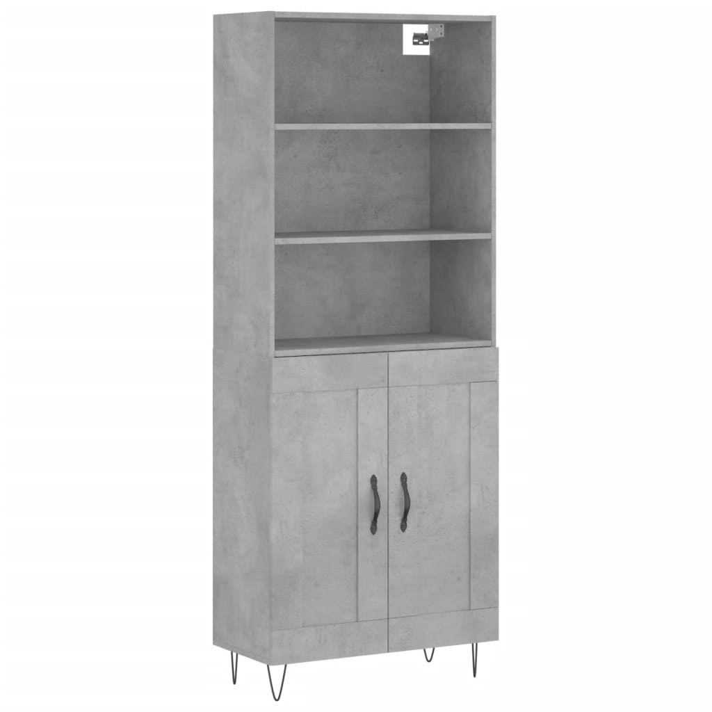 Aparador Alto Madera Contrachapada Gris Hormigón 69,5x34x180 Cm_1