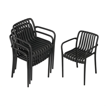 Outsunny Juego De 4 Sillas De Jardín Exterior Apilables Respaldo Curvado Negro_4
