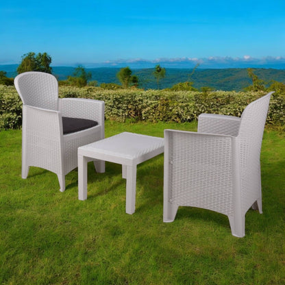 Well Home - Set De Jardín 'akita' Mesa Y 2 Sillas Blanco Ideal Para Terrazas