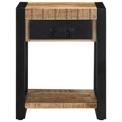 Mesa Auxiliar Madera Maciza De Mango Rugosa 40x40x50 Cm_0