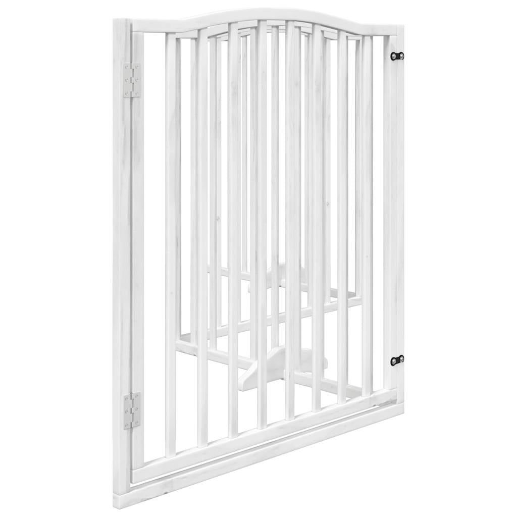 Vidaxl Puerta Para Perros Plegable 4 Paneles Madera Álamo Blanca 320cm_4