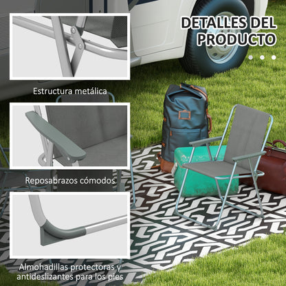 Outsunny Conjunto De 4 Sillas De Camping Plegables Con Reposabrazos Para Jardín_5