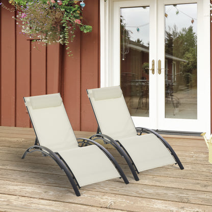 Outsunny Conjunto De 2 Tumbonas De Jardín De Aluminio 171x64x82 Cm Beige_1