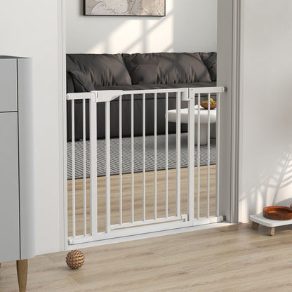 Pawhut Barrera De Seguridad Para Niños Y Perros Ancho De 76-102 Cm Blanco_1