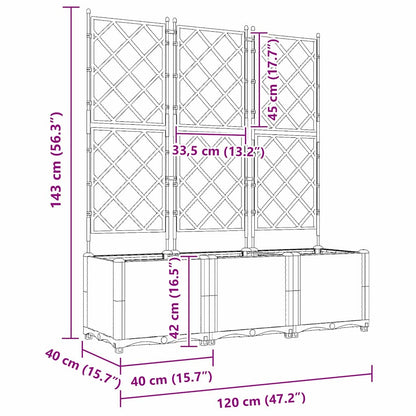 Vidaxl Maceta De Jardín Con Enrejado 3 Pcs Blanco 120 X 40 X 143 Cm Pp_2