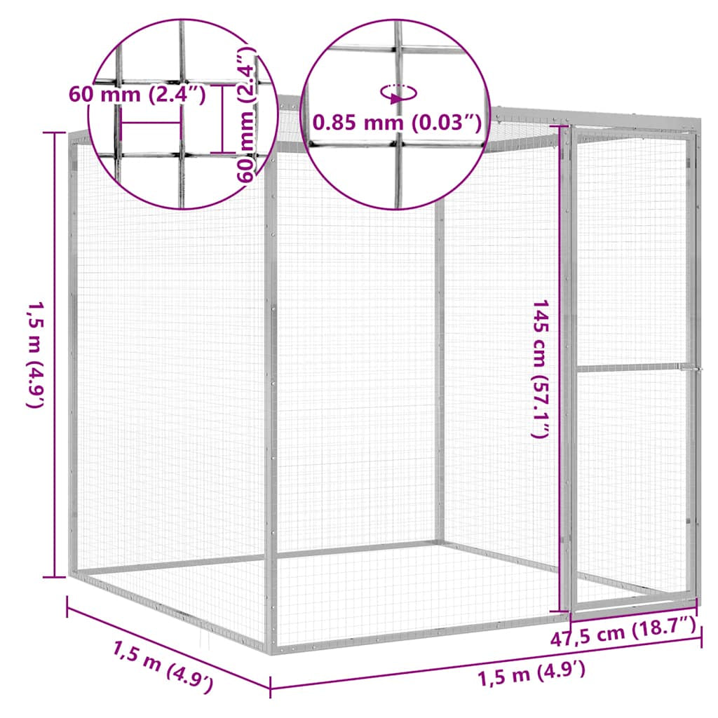 Vidaxl Jaula Para Gatos Acero Galvanizado 1,5x1,5x1,5 M_2