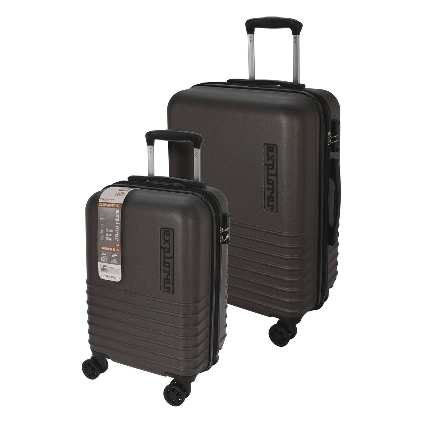 Well Home Juego De 2 Maletas Abs Trolley De 18'' Y 22'' Color Gris_0