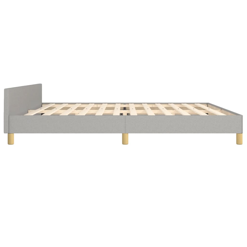 Estructura De Cama Con Cabecero De Tela Gris Claro 200x200 Cm / Vetonek_5