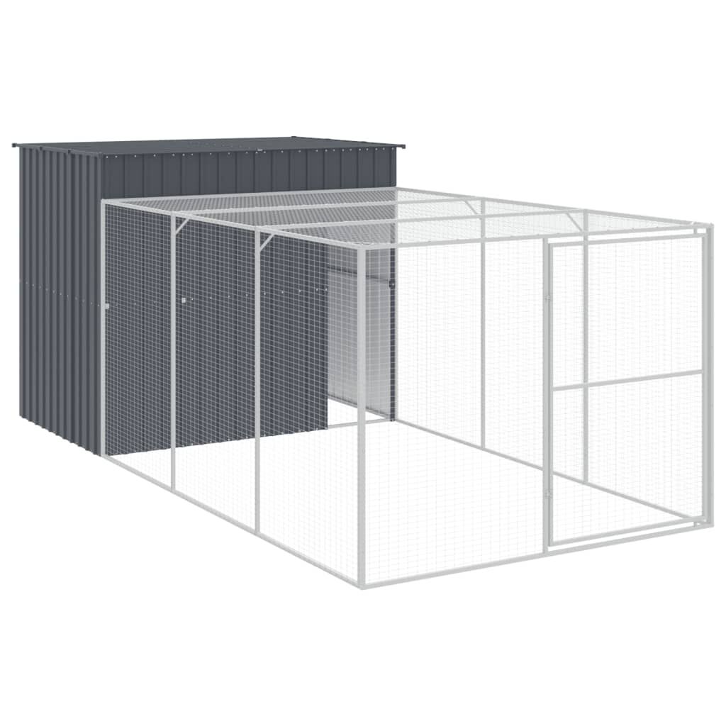 Vidaxl Caseta Perros Con Corral Acero Galvanizado Gris 214x457x181 Cm_0