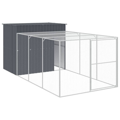 Vidaxl Caseta Perros Con Corral Acero Galvanizado Gris 214x457x181 Cm_0