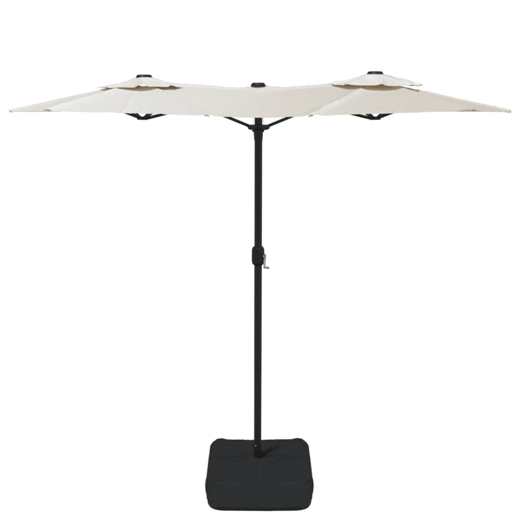 Vidaxl Sombrilla Doble De Jardín Con Luces Led Blanco Arena 316x145 Cm_4