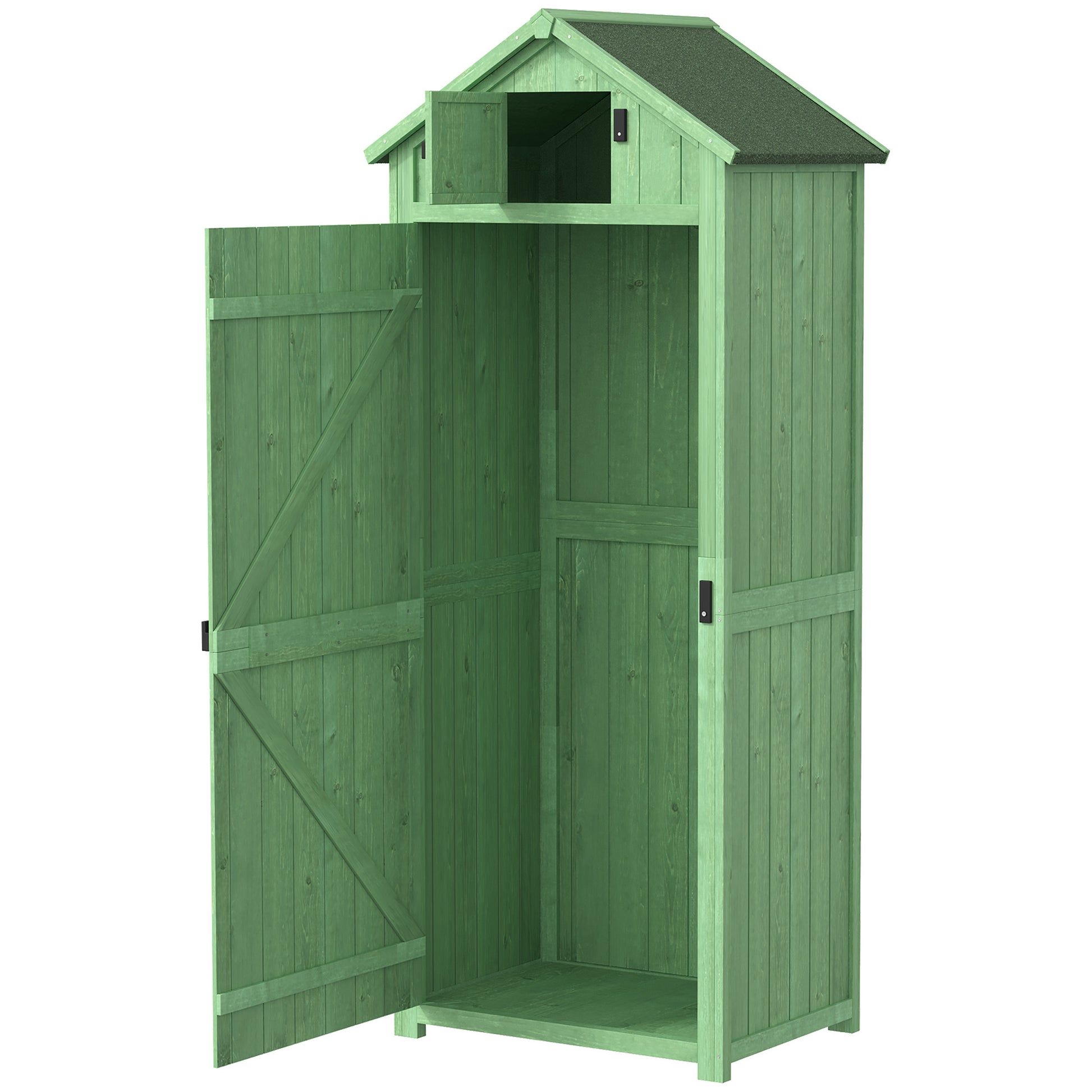 Outsunny Armario De Jardín De Madera Con Estantes 77x54,2x179 Cm Verde_3