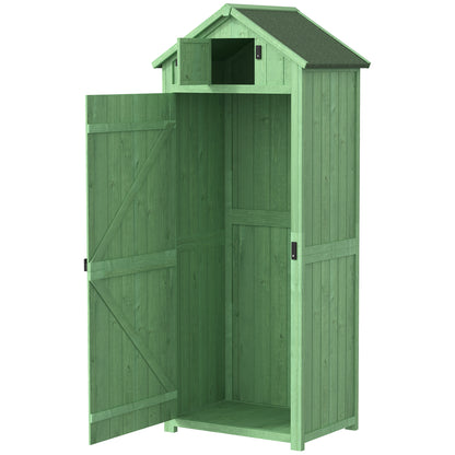 Outsunny Armario De Jardín De Madera Con Estantes 77x54,2x179 Cm Verde_3