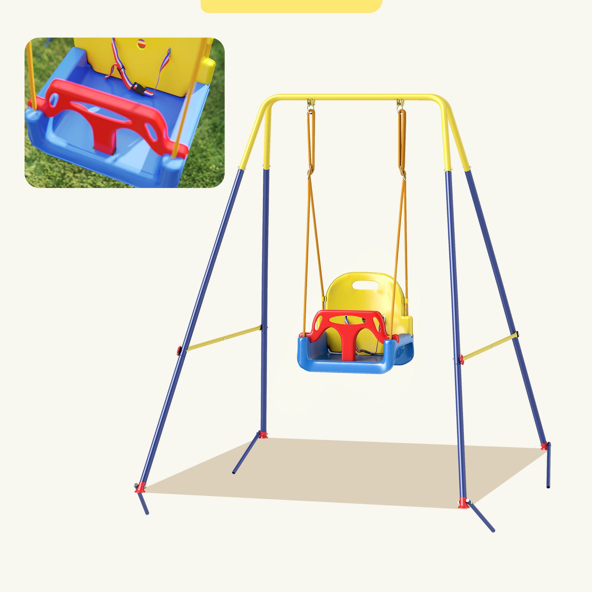 Aiyaplay Columpio Para Bebés 3 En 1 Con Cuerdas Ajustables Azul_4